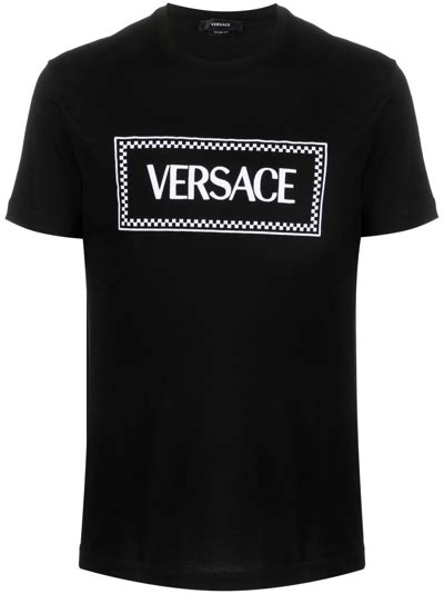 Versace Embroidered Logo Cotton Jersey T